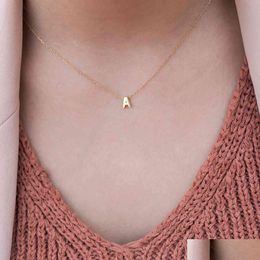 Sumeng Fashion Tiny Initial Necklace Gold Sier Colour Cut Letters Single Name Choker Necklaces For Women Pendant Jewellery Gift Dhgarden Otthb