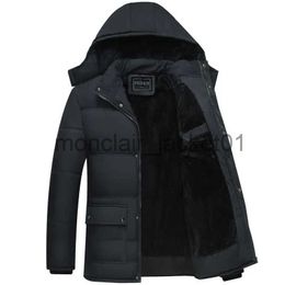 Men's Down Parkas Winter Jacket Men Thick Warm Parkas Casual Cotton Padded Windproof Waterproof Fleece Coats Hooded Plus Velvet Outwear Clothing J231012