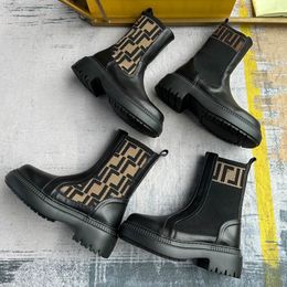 2024 Boots martin Designer boots motorcycle boots fashion Chelsea boots woman Luxury boots Black Leather Wedge Lace Up Round Head Letter Thick Heel Knight Boots