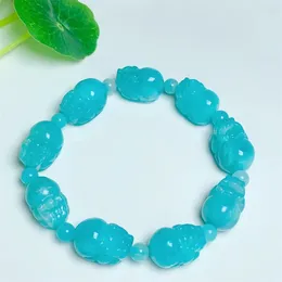 Link Bracelets 12 18mm Natural Amazonite Pixiu Bracelet Charms Luxury Fine Jewelry Couple Personalized Beaded Bangle Men Women Holiday Gift