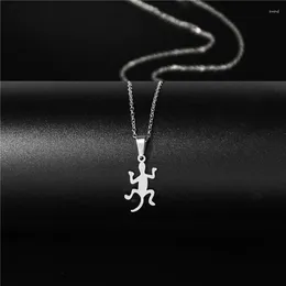 Pendant Necklaces House Lizard Necklace Stainless Steel Gecko Cute Animal Polished Exclusive Party Birthday Jewellery Gift For Women Men