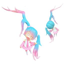 Mascot Costumes 11cm Virtual Singer Anime Figure Two-dimensional Kawaii Q Version Princess Pendant Pvc Desktop Car Case Ornament Collection Doll