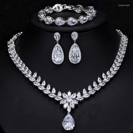 Necklace Earrings Set Bridal 3-pieces Wedding Europe And American Style Earrings/Necklace/Bracelet Chain For Dresses Accessories