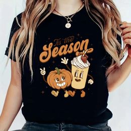 Women's T Shirts Halloween Cute Fun Pumpkin Print Short Sleeve Cotton Black T-shirt Sweet 90s Fashion Casual Graphic T-shirt.