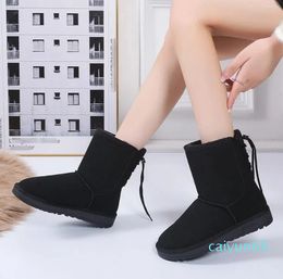 Women Snow Suede Solid Colour Plus Velvet Warm Platform Non-slip Ankle Boot Casual Fashion Commuting