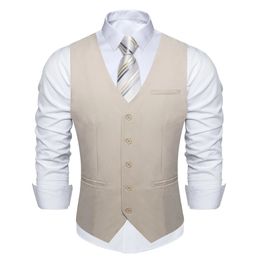 Men's Vests Khaki Solid Rayon Polyester Men Suit Vest Wedding Party Formal Black Blue Red Blazer Waistcoat 231012