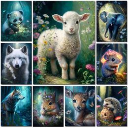 Decorative Objects Figurines 5D DIY Diamond Painting Adorable Animals Cross Stitch Kits Mosaic Lamb Elephant Full Square Round Drill Christmas Decoration 231012