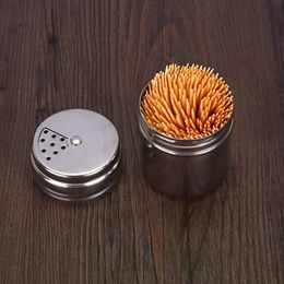 Stainless steel toothpick with lid household cylinder rotary hotel hotel metal toothpick box home and daily use spare toothpick box