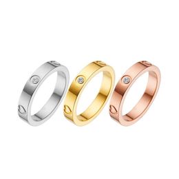 wedding rings for Women Men Couple Ring Jewelry Silver Rose Gold titanium steel Rings339P
