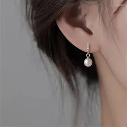 Stud Earrings 925 Silver Needle Zircon For Women Girls Wedding Party Piercing Round Pearl Jewelry Gift Eh2216