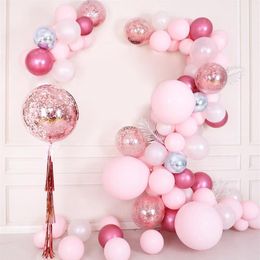 Party Decoration 86pcs Set Macaron Balloon Garland Arch Kit Baby Pink Balloons Confetti For Shower Girl Birthday Wedding193z