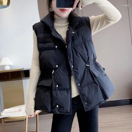 Women's Vests Women Parkas Sleeveless Solid Color Covered Button Zipper Pockets High Street Outerwear Cardigan Casual Autumn 2023