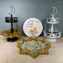 Plates QX2E Wedding Cake Stand Plastic 2 Layers Cupcake Holder Dessert Display Rack Plate Serving Platter For Ramadan Moon Parties