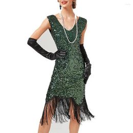 Casual Dresses Elegant Ball Prom Gown With Long Gloves Sexy Evening Party For Women Fashion Sequin Tassel Slim Green Dress Vestidos