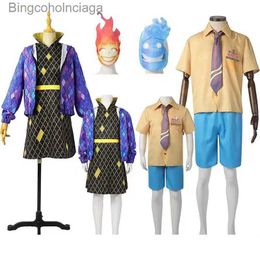 Theme Costume Adult Kids Elemental Amber Cosplay Come Movie Water Fire Elemental Crazy Element CitySuit Girls Wade Come Dress HalloweenL231013