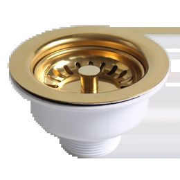 Drains Talea Drain Sink Strainer 114mm Steel Ball Bowl Body Downcomer Gold Plated PVD Material Sink Accessories XK223C034 231013