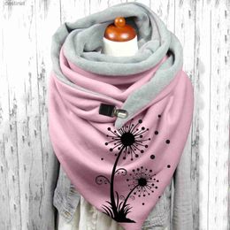 Scarves Women Button Scarves Wraps Foulard Femme Fashion Printing Scarf Hijabs Casual Warm Velvet Winter Scarf for Women L231013