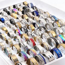 Whole 100pcs lot STAINLESS STEEL RINGS Mix Styles lovers couple ring for Men Women Fashion Jewellery Party Gifts wedding band Br327j