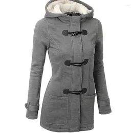 Women's Trench Coats 2023 Casual Women Coat Autumn Zipper Hooded Female Long Horn Button Outwear Ladies ToP Pluse Size S-5XL