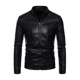 Men s Trench Coats PU leather wash top stand collar solid Colour waterproof jacket casual classic motorcycle 231012