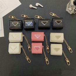 Designers Airpod Case Leather Airpods Pro 2 3 Pros Case Headphones Triangle Letter Bluetooth Earphone With Chain Protector Multiple Styles