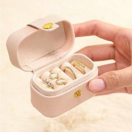 Small Portable Jewellery Storage Box PU Leather Travel Organiser Ring Earrings Mini Display Case Holder Gift Package Raofd