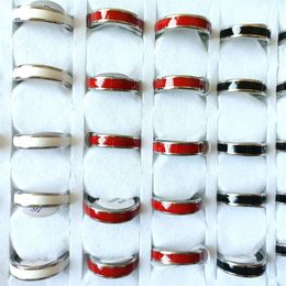 100pcs Men Women 4mm Charm Elegant Ring Classic Stainless Steel Rings mix Enamel Comforable Bithday Gift Party Favor281y
