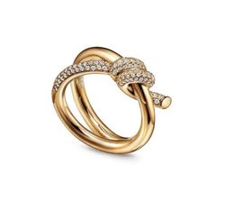 designer ring ladies rope knot luxury with diamonds fashion rings for women classic jewelry 18K