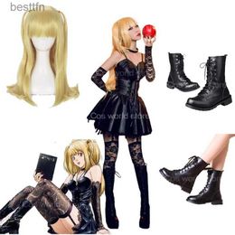 Theme Costume Anime Death Note Misa Amane Cosplay Comes Imitation Leather Sexy Tube Tops Lace Dress Uniform Outfit Roal Play Wig Shoes CosL231013