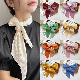 Scarves Women Crinkle Ribbon Silk Scarf Korean Hairband Bag Neck Tie Female Design Print Long Skinny Decorative