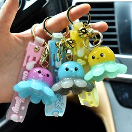 Resin Illuminated Octopus Car Keychain Cartoon Doll Illuminated Small Pendant Personality Couple Backpack Pendant Wholesale