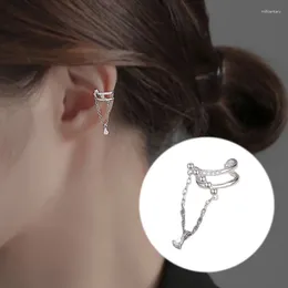 Backs Earrings 1pc Silver Colour Fake Piercing Ear Cartilage Earclip For Women Kpop Simple Chain Earings Fashion Jewellery Dropship EF099