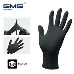 Five Fingers Gloves Nitrile Waterproof Work GMG Thicker Black gloves for Mechanical Chemical Food Disposable 231012