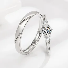 Wedding Rings 2Pcs/sets Geometric Love Crown Zircon Paired For Couple Promise Matching Ring Set Senior Designer Jewelry