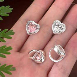 Hoop Earrings Korean Design Piercing Zircon Love Heart Earring For Women Girls Party Wedding Jewellery Pendientes Accessories EH295