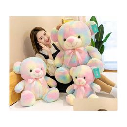 Stuffed & Plush Animals Colorf Bear Doll Sitting Rainbow Plush Dolls Cute Pillow Birthday Gift Girl Toys Gifts Stuffed Animals Plush Dh5Bs