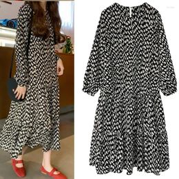 Casual Dresses Spring Summer For Ladies 2023 Women Polka Dot Printed Swing Long Dress Female Vintage Loose Clothes Woman Outfits