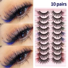 False Eyelashes Coloured Lash Natural Mink Fluffy Colourful Volume Fan Lashes Thick Party for Cosplay Halloween Eyelash 231012