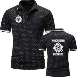 Men's Polos Business Luxury Lapel Polo Shirt Winchester Logo Print Summer Cotton Shirts High Quality Short Sleeve