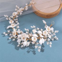 Hair Clips Floral Hairband Wedding Accessories Fashion Crystal Pearl Tiaras For Women Elegant Prom Crown Headdress Girls Jewelry