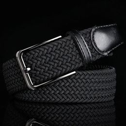 Belts Canvas Belt Casual Mens Free Punch Pin Buckle Lengthened Design Trend Fashion Elastic Woven Pants 231012