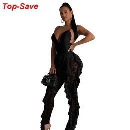 Women's Jumpsuits & Rompers Fashion Casual Sexy Jumpsuit Woman Deep V-neck Nightclub Tight-fitting Backless Lace Bodycon Clot2867