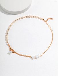 Chains Irregular Fold Design Collection Sterling Silver Pearl Necklace