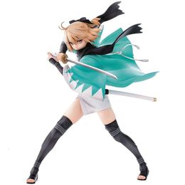 Mascot Costumes 23cm Anime Figure Saber Fate Stay Night Okita Souji Short Kimono Genius Swordsman Model Dolls Toy Gift Collect Boxed Ornaments