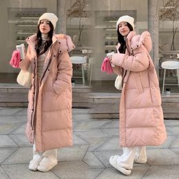 Women's Trench Coats 2023 Korean Mid Length Fashion Thickened Hooded Over Knee Coat Warm Parkas For Women