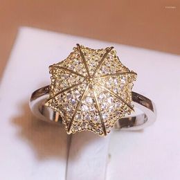 Cluster Rings 2023 Creative Diamond-set Umbrella-shaped Ring Plating Rose Gold Jewelry Wholesale Female Party Birthday Gift