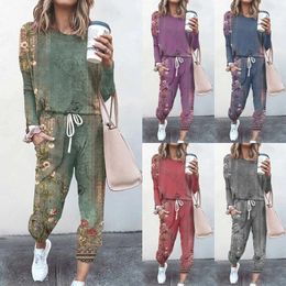 Women's Two Piece Pants Outfit Long Sleeve Crewneck Pullover Tops And Overall Ski Women Jumper Girth Jacket Set