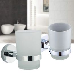 Toothbrush Holders Toothpaster el Accessories Toothbrush Holder Home Glass Cup Round Stainless Steel Toilet Wall Mounted Bathroom Organizer 231013