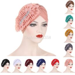 New Flower Turban Women Chemo Cap Muslim Hijab Stretch Headscarf Beanies Bonnet Hat Hair Loss Cover Headwear Wrap Turbante Mujer