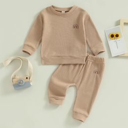 Clothing Sets Fashion Long Sleeve Baby Girls Boys Outfits Suit Winter Fall Rainbow Embroidery Hooded Tops Pants 2PCS Set Toddler Clothes 231013